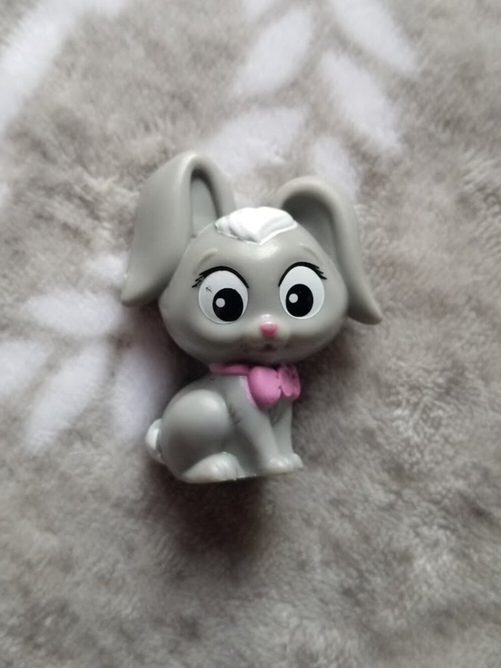 Barbie Pet Bunny Figure Gray White Pink Bow Doll Accessory